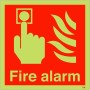 Glow in the Dark Square fire alarm safety sign with emergency call point symbol