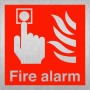 Brushed aluminium Square fire alarm safety sign with manual fire alarm graphic