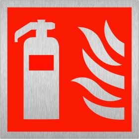 Fire extinguisher brushed aluminium fire safety sign