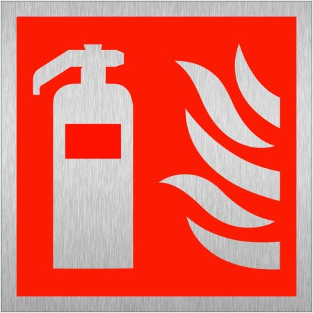 Fire extinguisher brushed aluminium fire safety sign