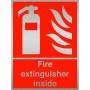 Brushed aluminium Fire extinguisher inside safety sign for marked extinguisher cabinet locations