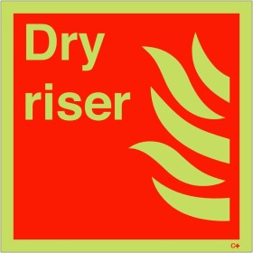Glow in the dark dry riser safety sign