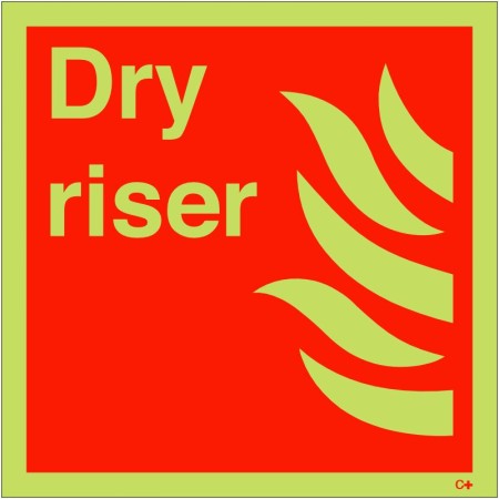 Glow in the dark dry riser safety sign