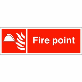 Fire Point Sign with white fire symbol and text on red background