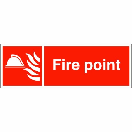 Fire Point Sign with white fire symbol and text on red background