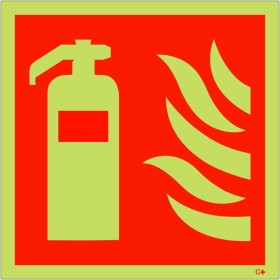 Glow in the dark fire extinguisher symbol safety sign