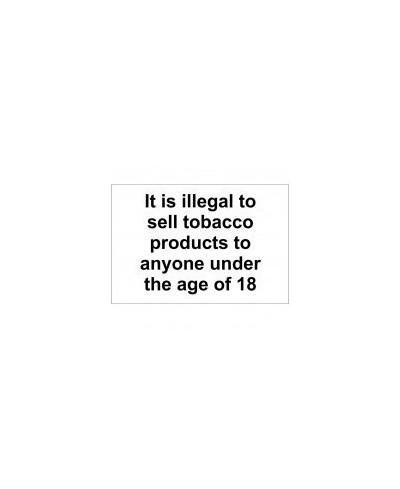 It is Illegal To Sell Tobacco Products To Anyone Under The Age Of 18 Sign 300 x 200mm