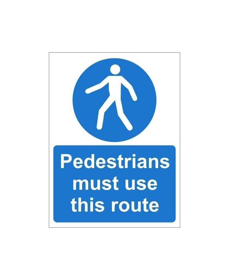 Pedestrians Must Use This Route Non Slip Floor Sign - Self Adhesive Vinyl
