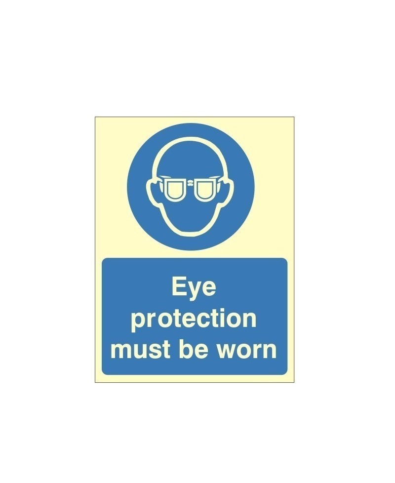 Eye Protection Must Be Worn Photoluminescent Sign 150 x 200mm - Class B