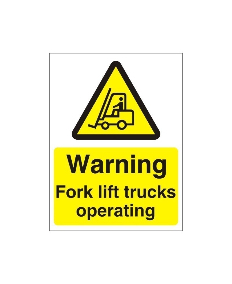 Warning Fork Lift Trucks Operating Non Slip Floor Sign - Self Adhesive Vinyl