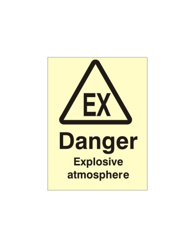 Danger Explosive Atmosphere Photoluminescent Sign - Class B