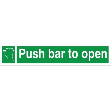 Push Bar To Open Instruction Sign - 600mm x 100mm | Rainbow Safety