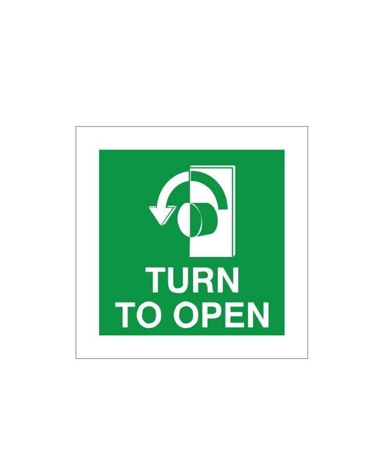 Turn To Open Anti Clockwise Instruction Sign - 100mm x 100mm