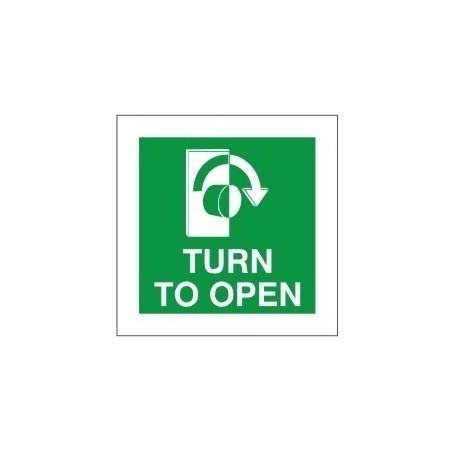 Turn To Open Clockwise Instruction Sign