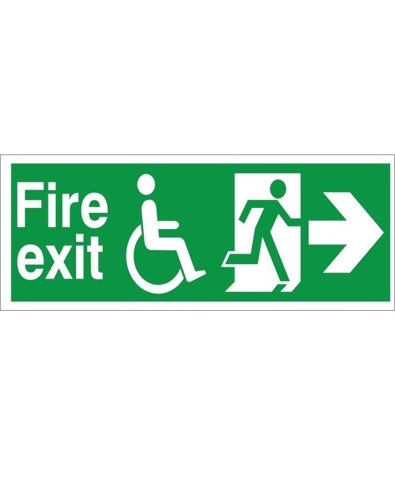 Refuge Fire Exit Right Sign - 400mm x 150mm