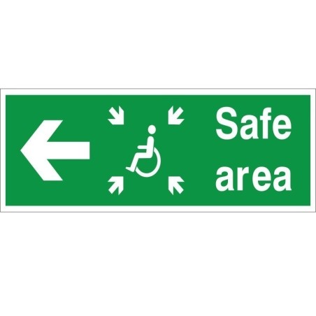 Safe Area Left Refuge Sign - 400mm x 150mm | Rainbow Safety