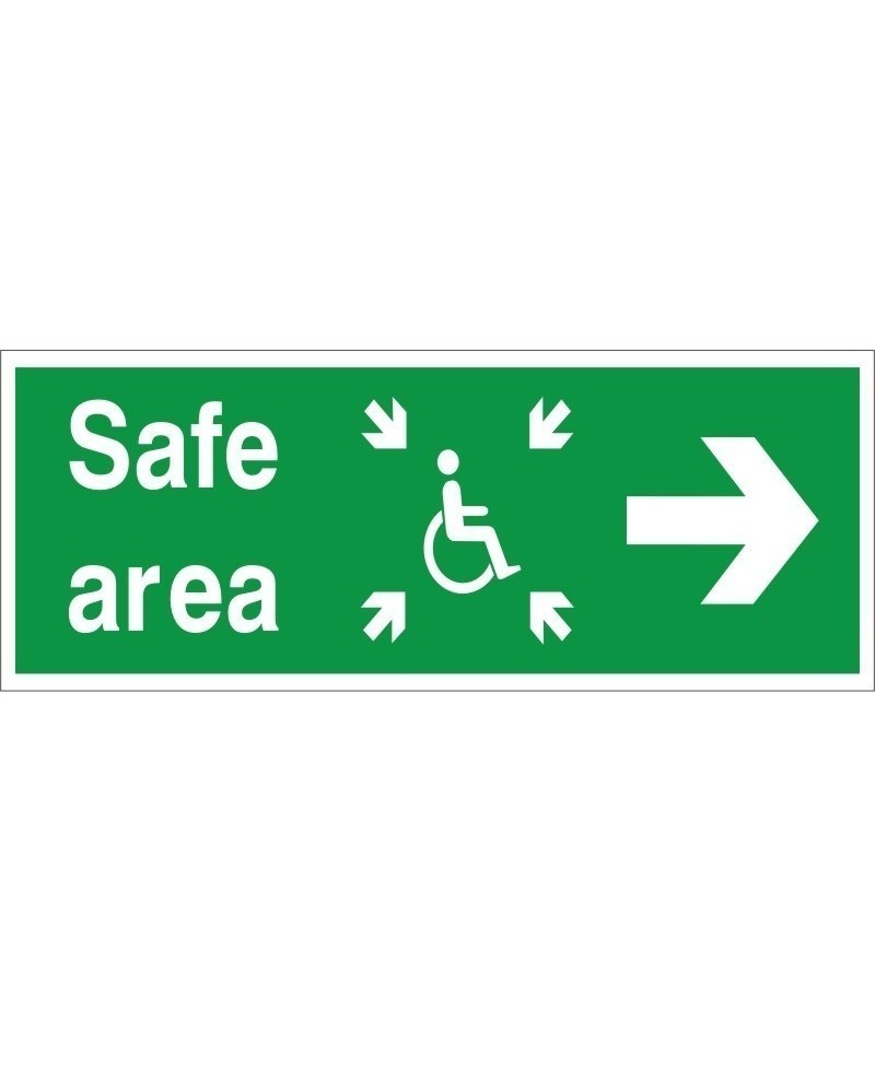 Safe Area Right Refuge Sign - 400mm x 150mm