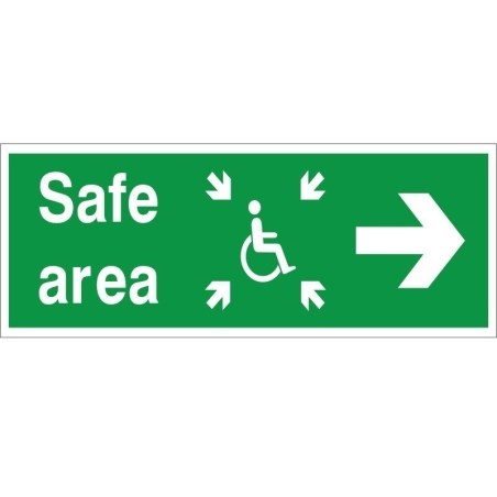 Safe Area Right Refuge Sign - 400mm x 150mm | Rainbow Safety