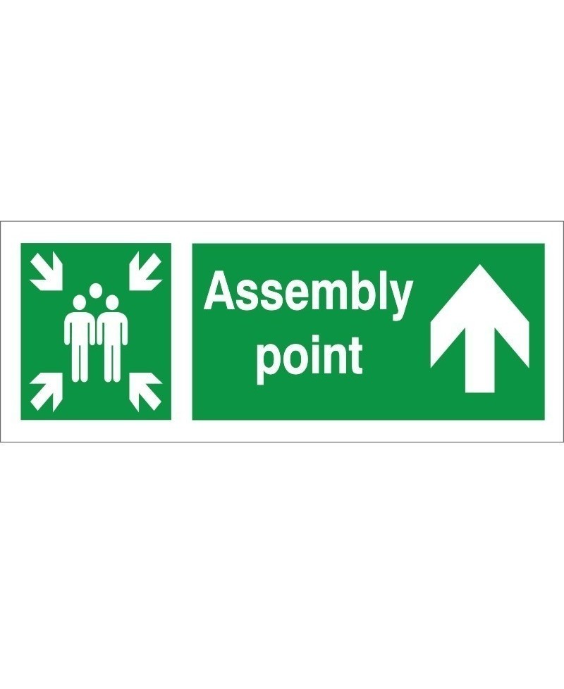 Assembly Point Arrow Up Sign - 400mm x 150mm