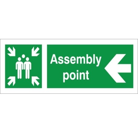 Assembly Point Arrow Left Sign | Rainbow Safety