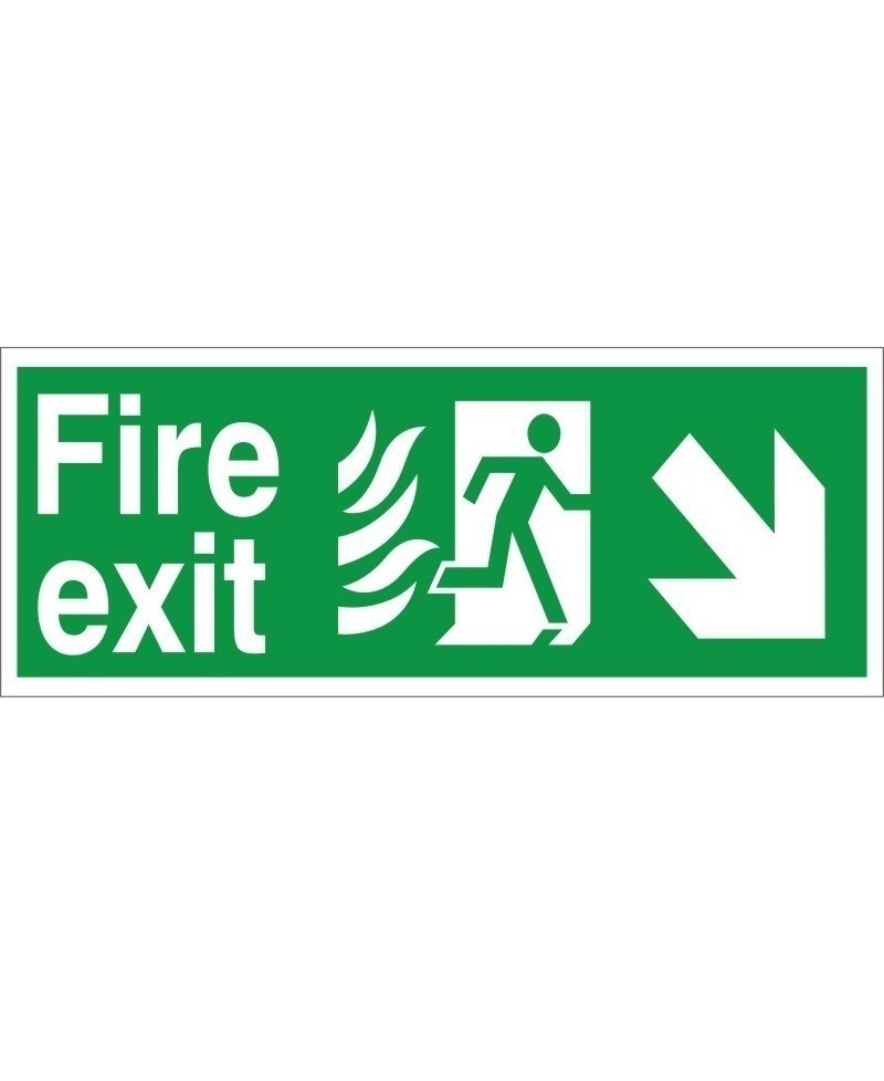 Hospital Compliant Fire Exit Down Right Sign
