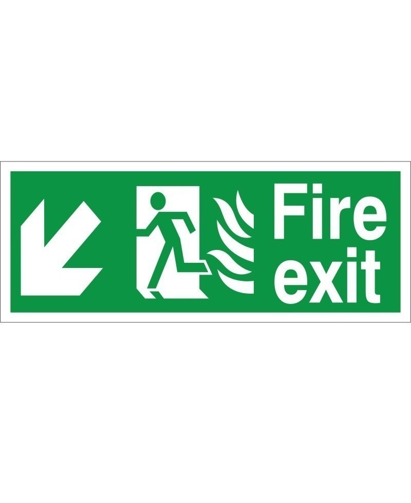 Hospital Compliant Fire Exit Down Left Sign