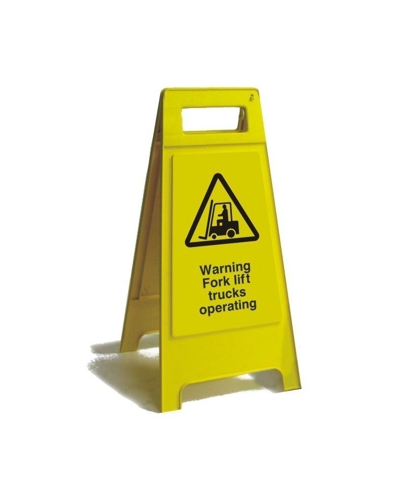 Warning Fork Lift Trucks Operating Free Standing Sign 600mm