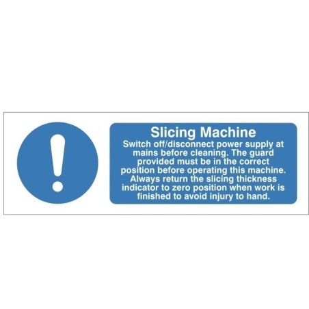 Slicing Machine Hygiene Sign - 300mm x 100mm