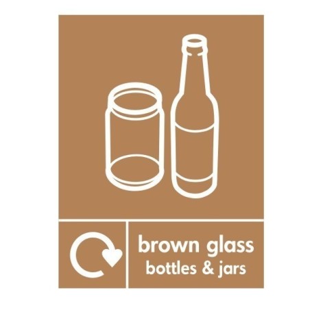 Brown Glass Bottles And Jars Recycling Sign | Rainbow Safety