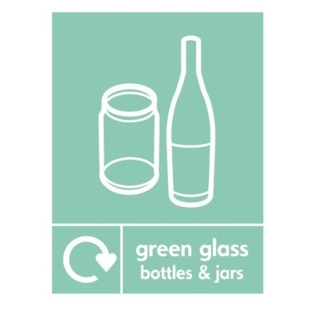 Green Glass Bottles And Jars Recycling Sign | Rainbow Safety