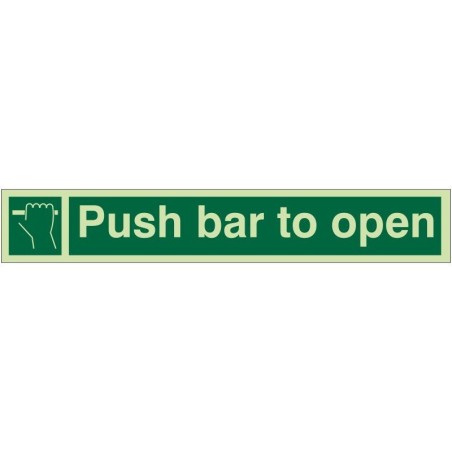 Photoluminescent Push Bar To Open Sign