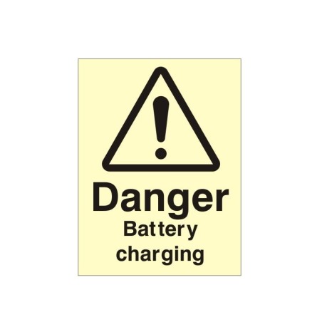 Danger Battery Charging Photoluminescent Sign