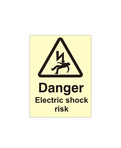 Danger Electric Shock Risk Photoluminescent Sign - Class B
