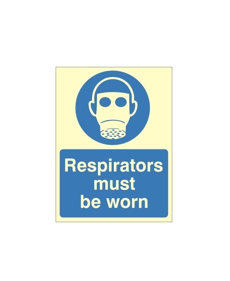 Respirators Must Be Worn Photoluminescent Sign - Class B