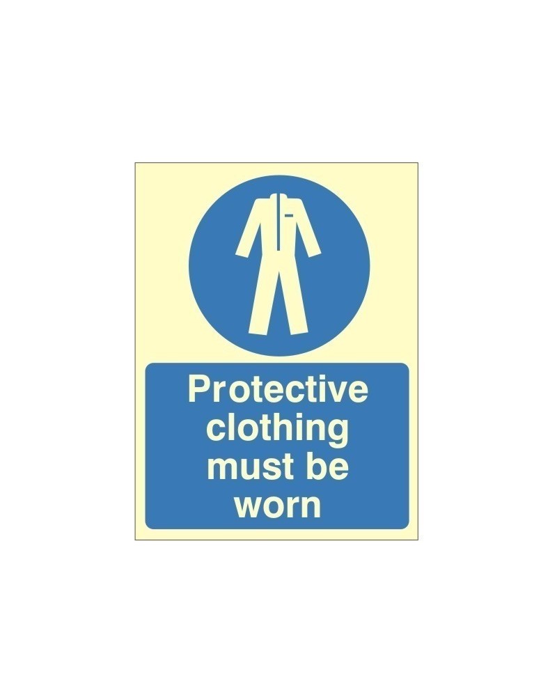 Protective Clothing Must Be Worn Photoluminescent Sign - Class B