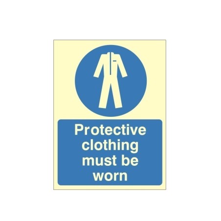 Protective Clothing Must Be Worn Photoluminescent Sign