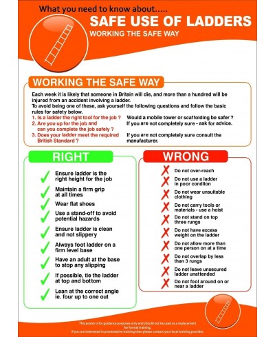 Safe Use Of Ladders Poster 420mm x 595mm