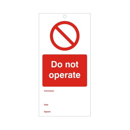 Do Not Operate Maintenance Tag