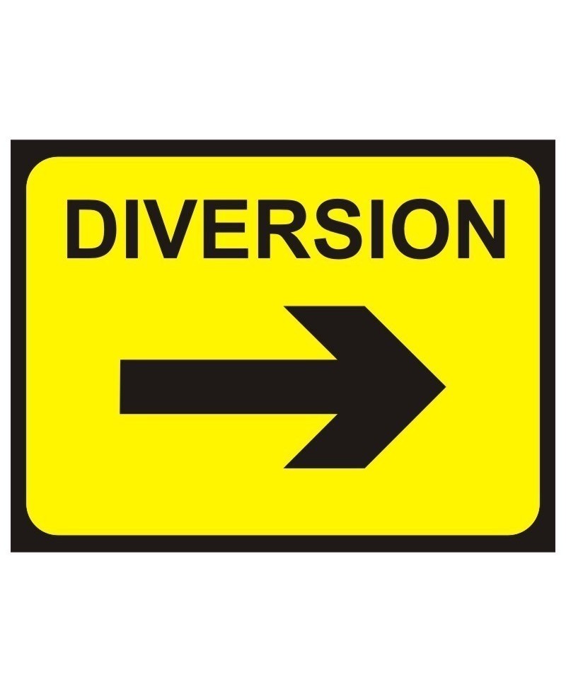 Diversion Temporary Traffic Sign Right 600 x 450mm 