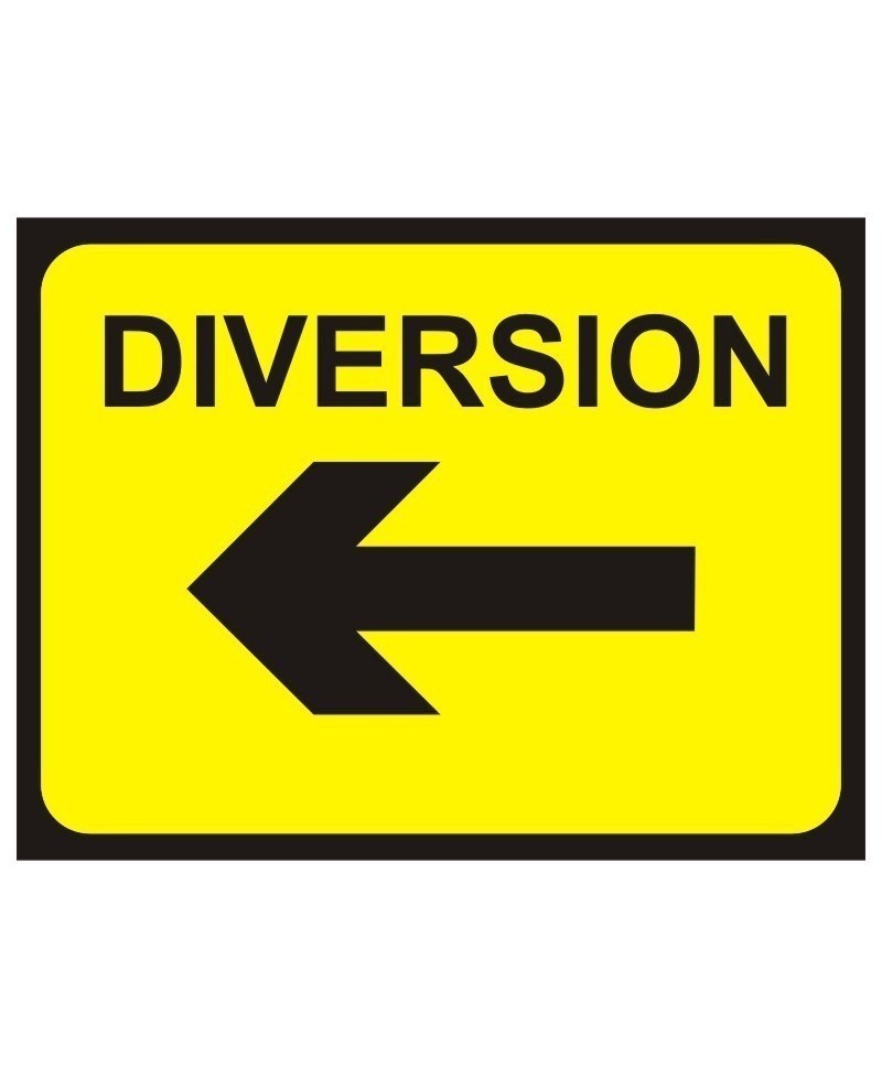 Diversion Temporary Traffic Sign Left 600 x 450mm