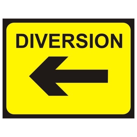 Diversion Temporary Traffic Sign Left 600 x 450mm