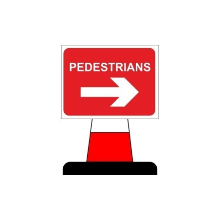 Pedestrians Arrow Right Cone Sign 600mm x 450mm