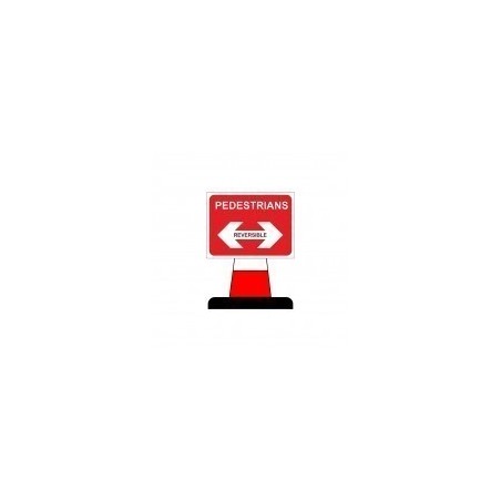 Pedestrians Reversible Cone Sign 600mm x 450mm