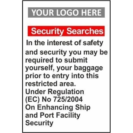 Security searches 600x800mm sign