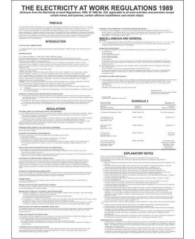 The electricity at work regulations 400x600mm poster