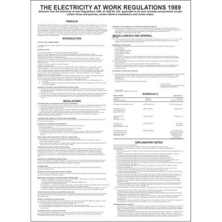 The electricity at work regulations 400x600mm poster