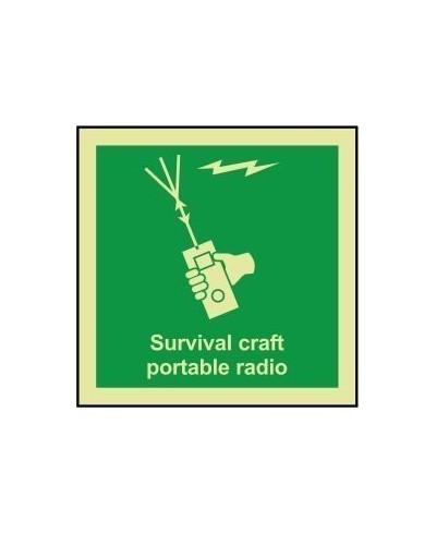 Survival craft portable radio 100x110mm sign