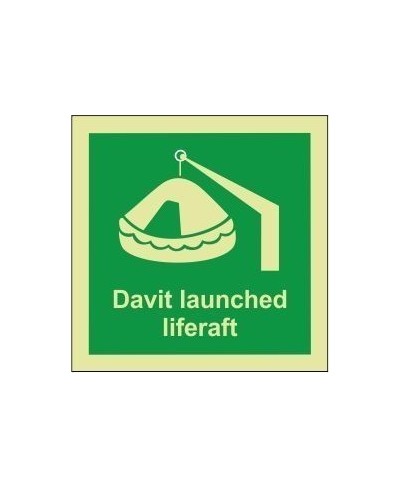 Davit launched liferaft 100x110mm sign