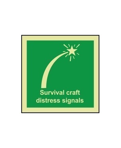 Survival craft distress signals sign 100x110mm