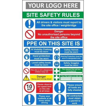 Site safety rules 1110x2000mm sign